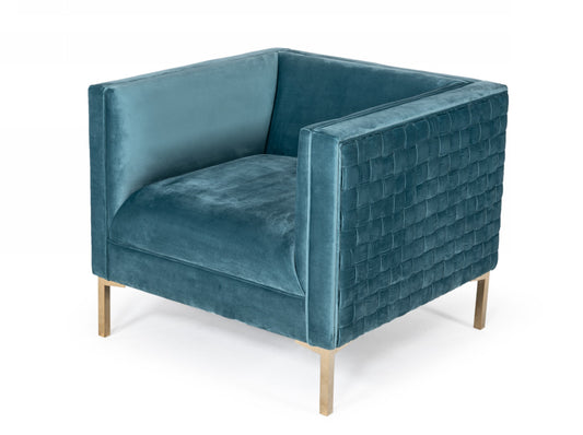 Teal & Gold Velvet Arm Chair