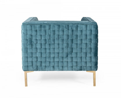 Teal & Gold Velvet Arm Chair