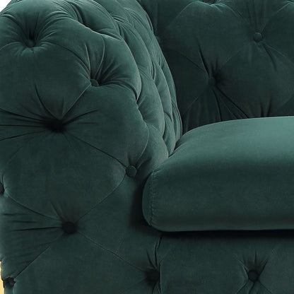 Green & Gold Velvet Tufted Club Chair
