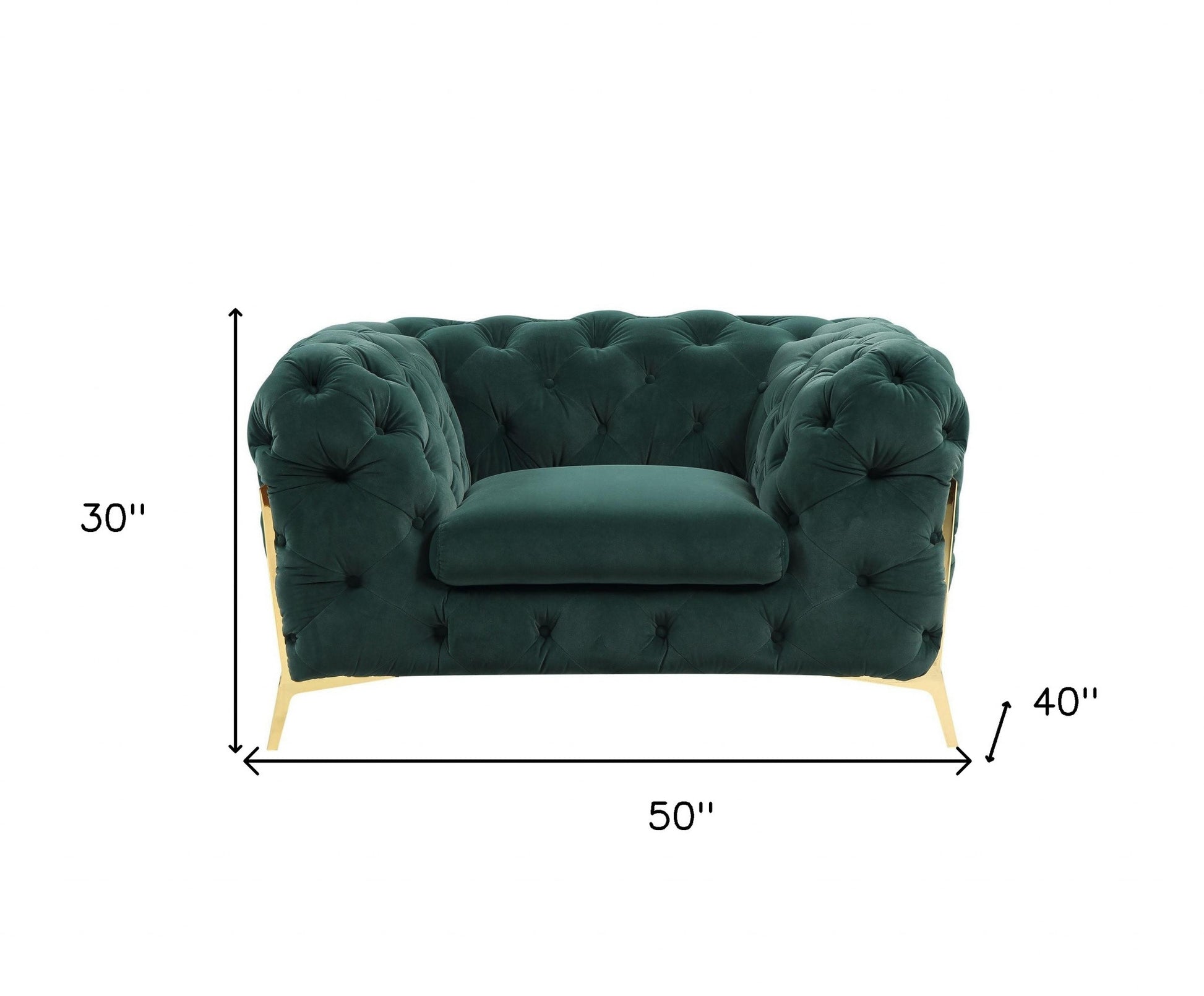 Green & Gold Velvet Tufted Club Chair