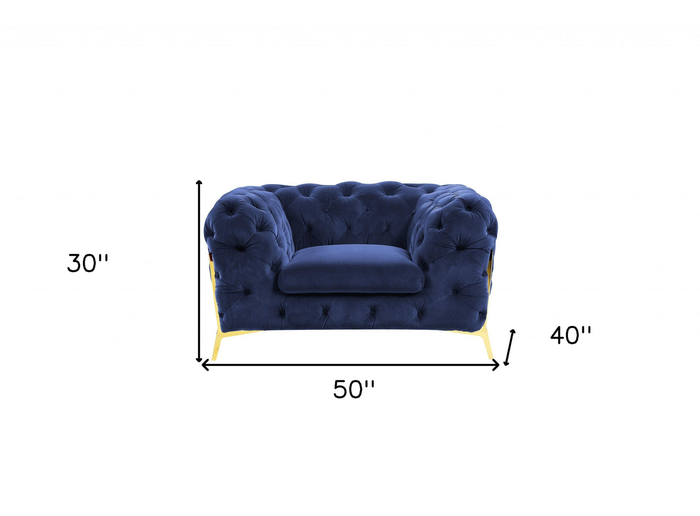 Blue & Gold Velvet Tufted Lounge Chair
