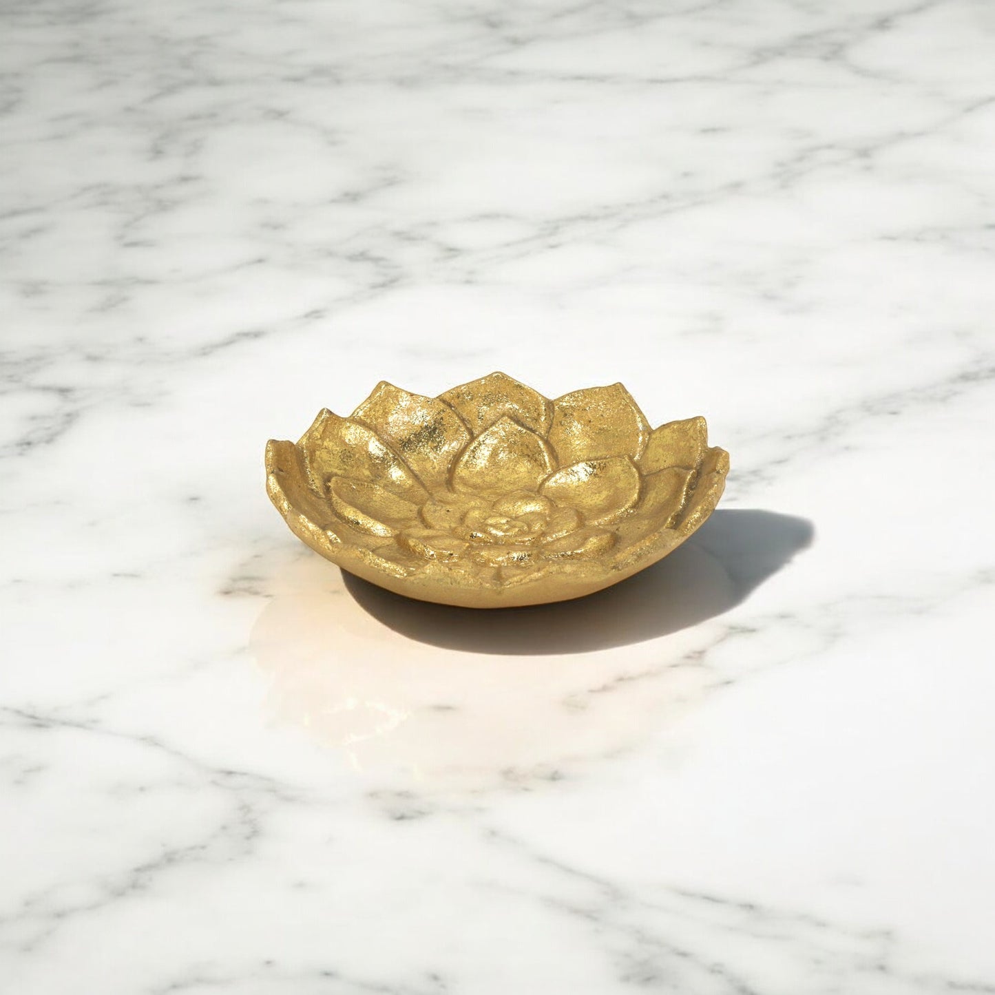 Gold Lotus Flower Metal Lotus Leaf Handmade Vanity Tray