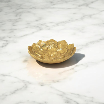 Gold Lotus Flower Metal Lotus Leaf Handmade Vanity Tray