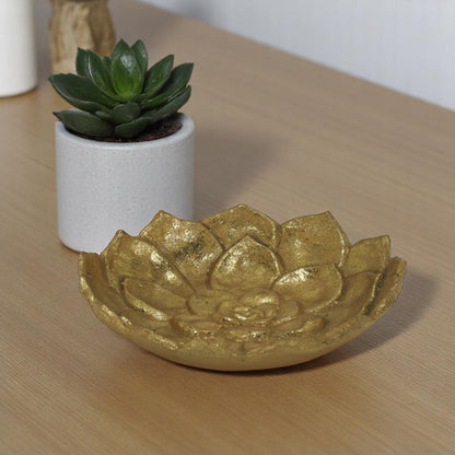 Gold Lotus Flower Metal Lotus Leaf Handmade Vanity Tray