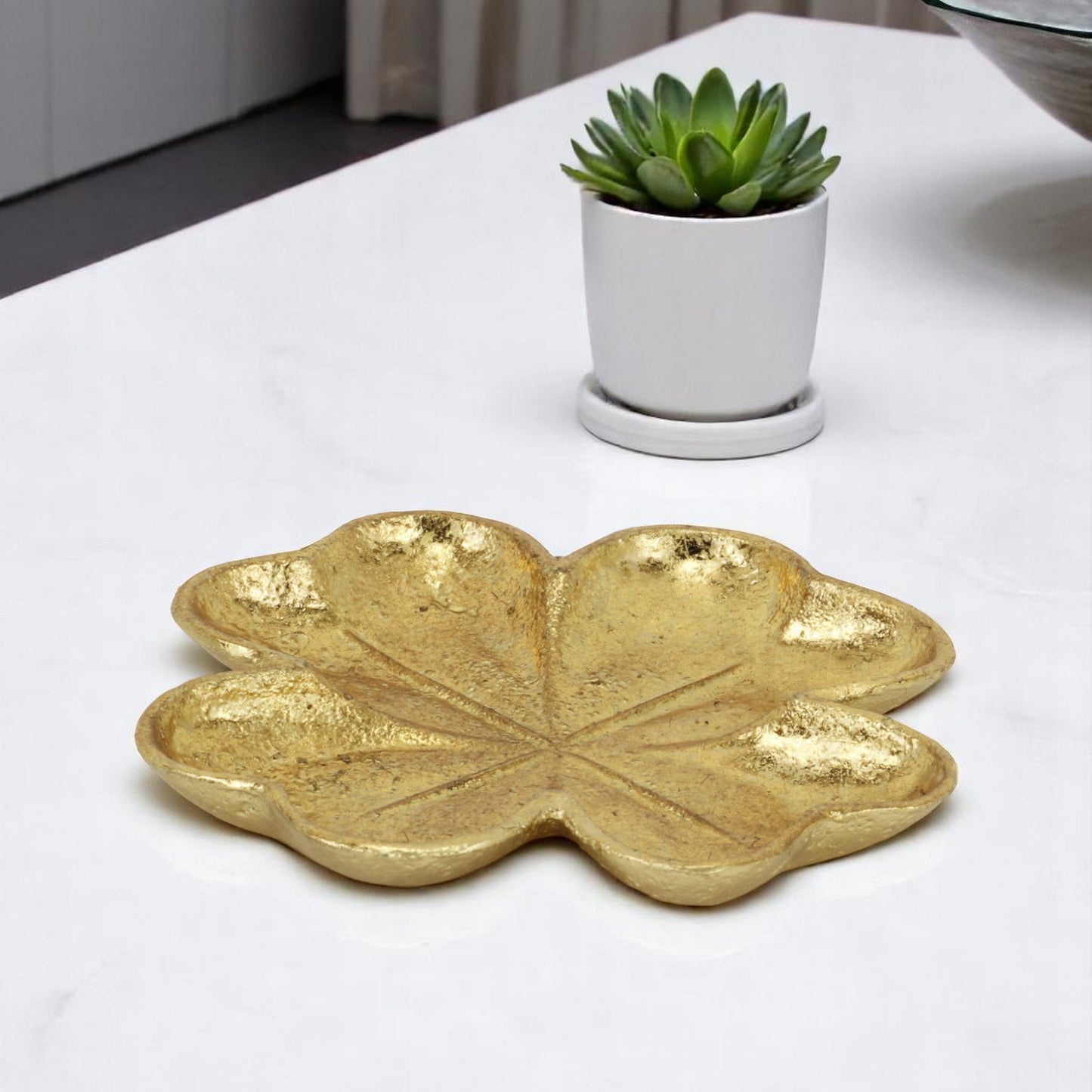 Gold Shamrock Metal Handmade Vanity Tray