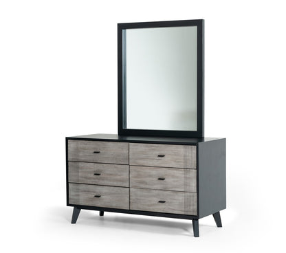 Black Ash Veneer Rectangle Wall Mounted Dresser Mirror Engineered Wood Framed