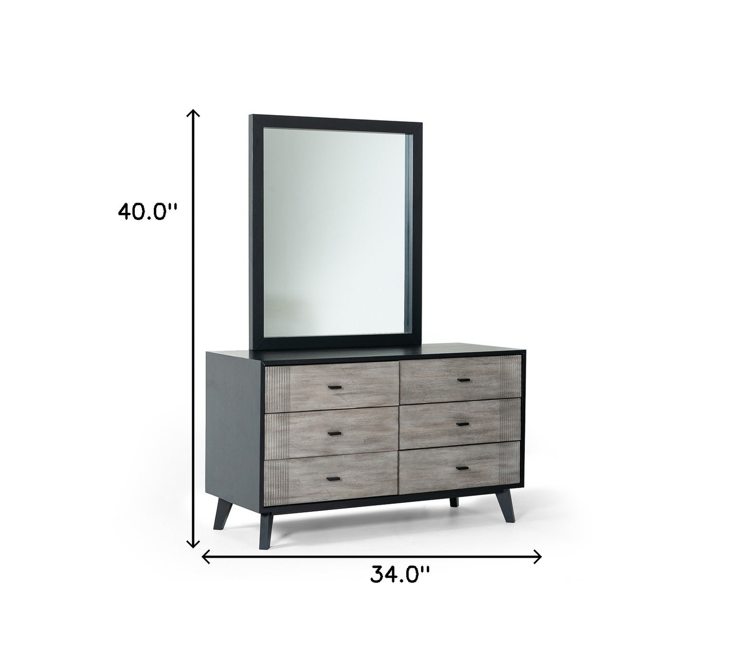 Black Ash Veneer Rectangle Wall Mounted Dresser Mirror Engineered Wood Framed