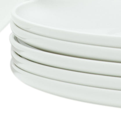 White Six Piece Round Coupe Porcelain Set of 6 Dinner Plate Set
