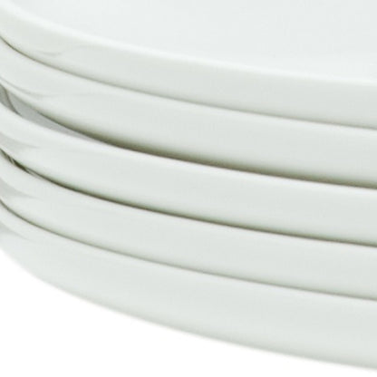 White Six Piece Round Coupe Porcelain Set of 6 Dinner Plate Set