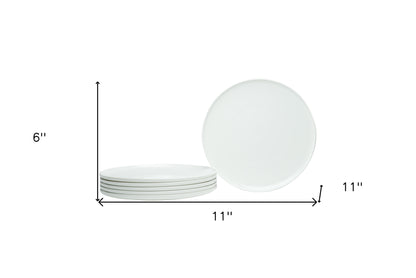 White Six Piece Round Coupe Porcelain Set of 6 Dinner Plate Set