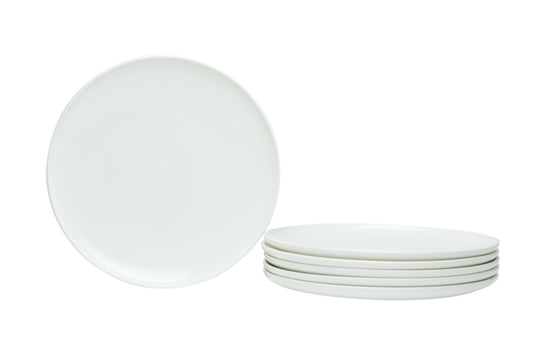 White Six Piece Porcelain Set of 6 Salad Plate Set