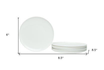 White Six Piece Porcelain Set of 6 Salad Plate Set