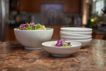 White Six Piece Porcelain Set of 6 Bowl Set