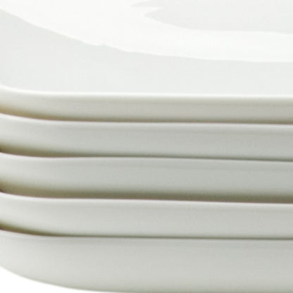 White Six Piece Rectangle Porcelain Set of 6 Dinner Plate Set