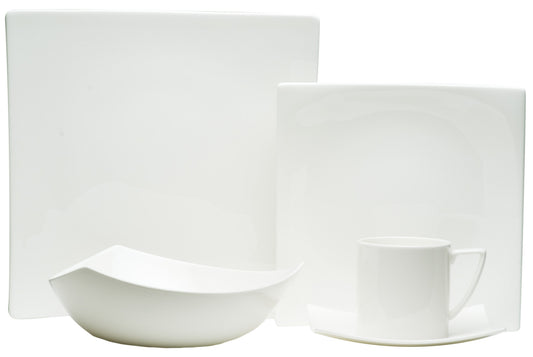 White 5-Piece Square Bone China Dinnerware Set