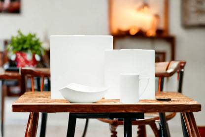 White 4-Piece Square Bone China Dinnerware Set