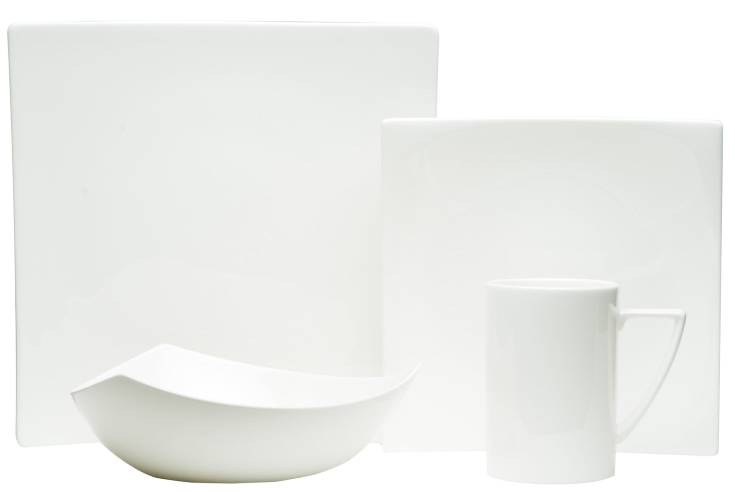 White 4-Piece Square Bone China Dinnerware Set