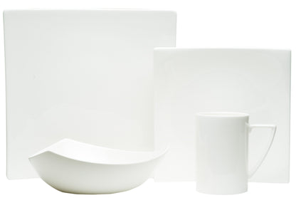 White 4-Piece Square Bone China Dinnerware Set