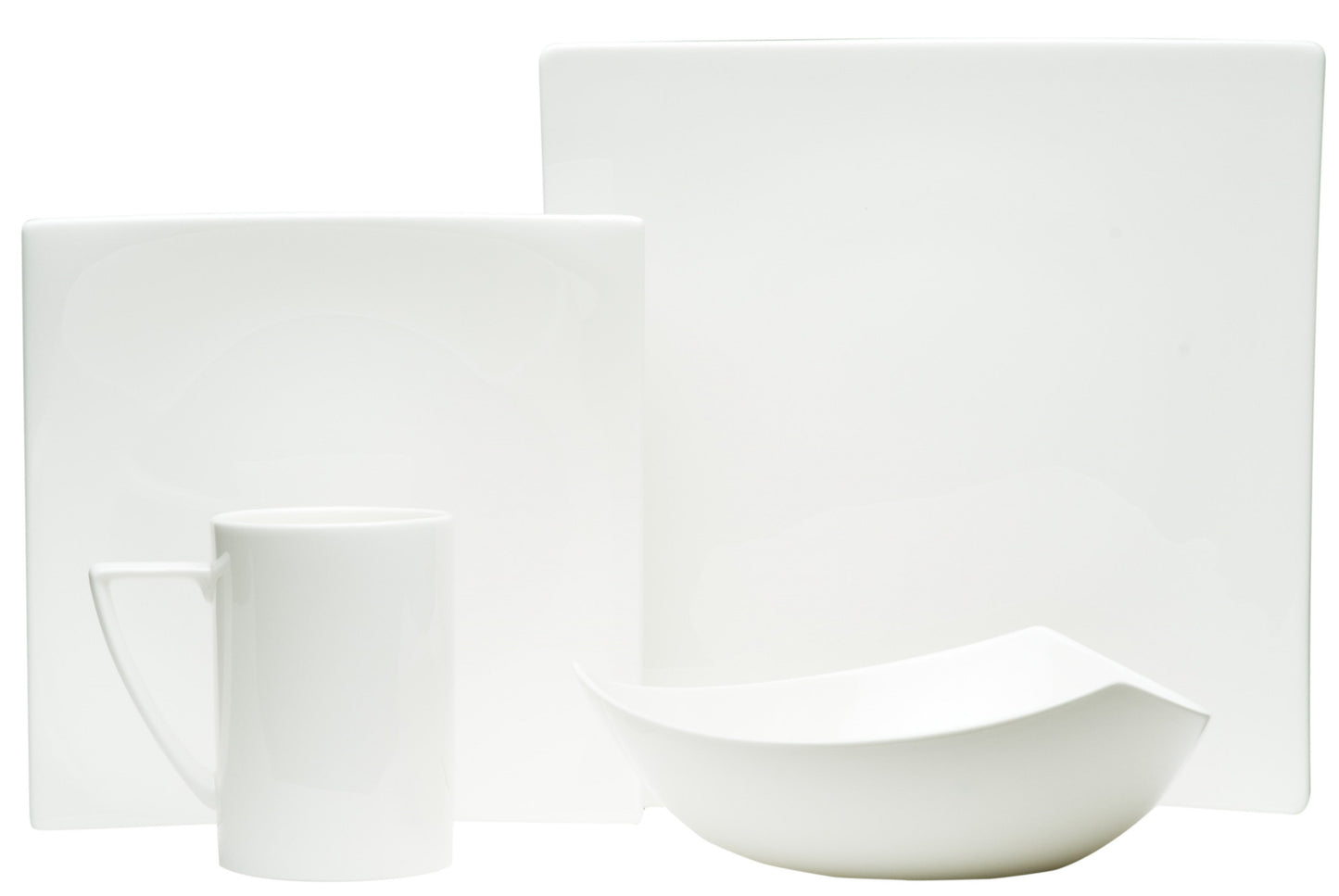 White 4-Piece Square Bone China Dinnerware Set