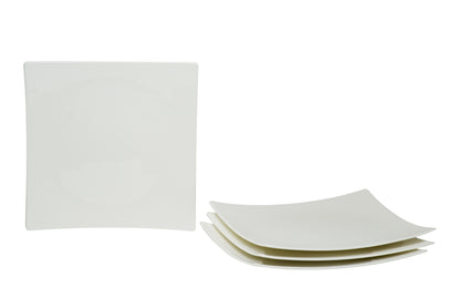 White Six Piece Square Bone China Set of 6 Dinner Plate Set