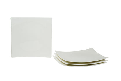 White Six Piece Square Bone China Set of 6 Salad Plate Set