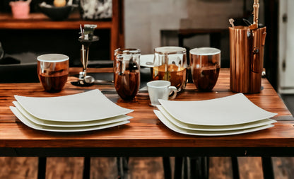 White Six Piece Square Bone China Set of 6 Salad Plate Set