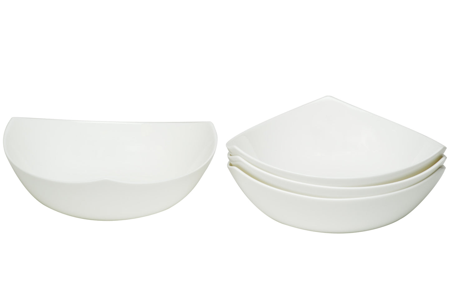White Six Piece Triangle Bone China Set of 6 Bowl Set