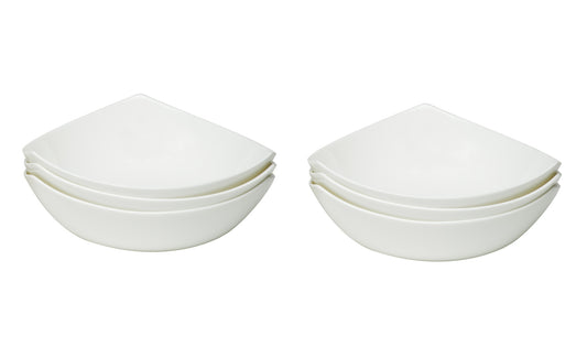 White Six Piece Triangle Bone China Set of 6 Bowl Set