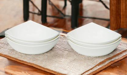 White Six Piece Triangle Bone China Set of 6 Bowl Set