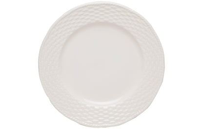 White 4-Piece Weave Stoneware Set of 4 Dinner Plate Set