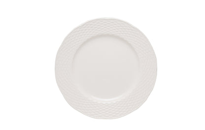 White 4-Piece Round Weave Stoneware Set of 4 Salad Plate Set