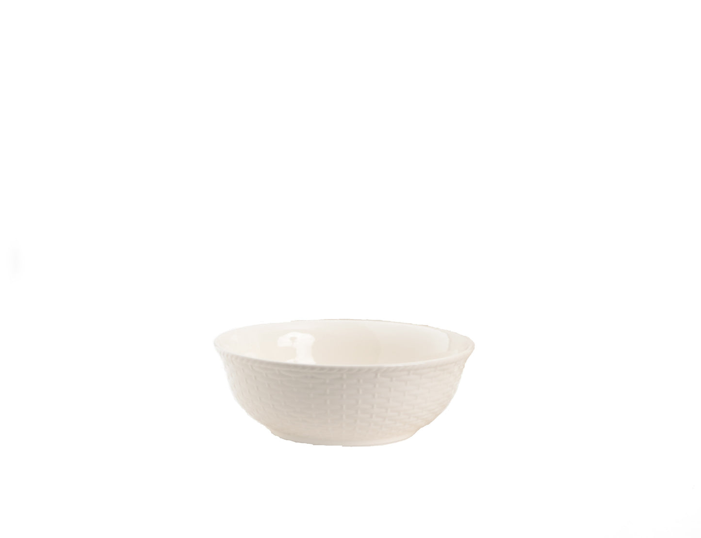 White 4-Piece Round Weave Stoneware Set of 4 Bowl Set
