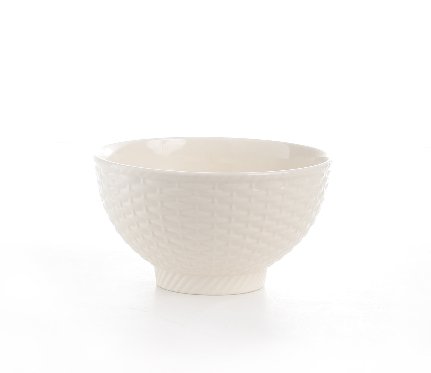 White 4-Piece Weave Stoneware Set of 4 Bowl Set