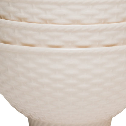 White 4-Piece Weave Stoneware Set of 4 Bowl Set
