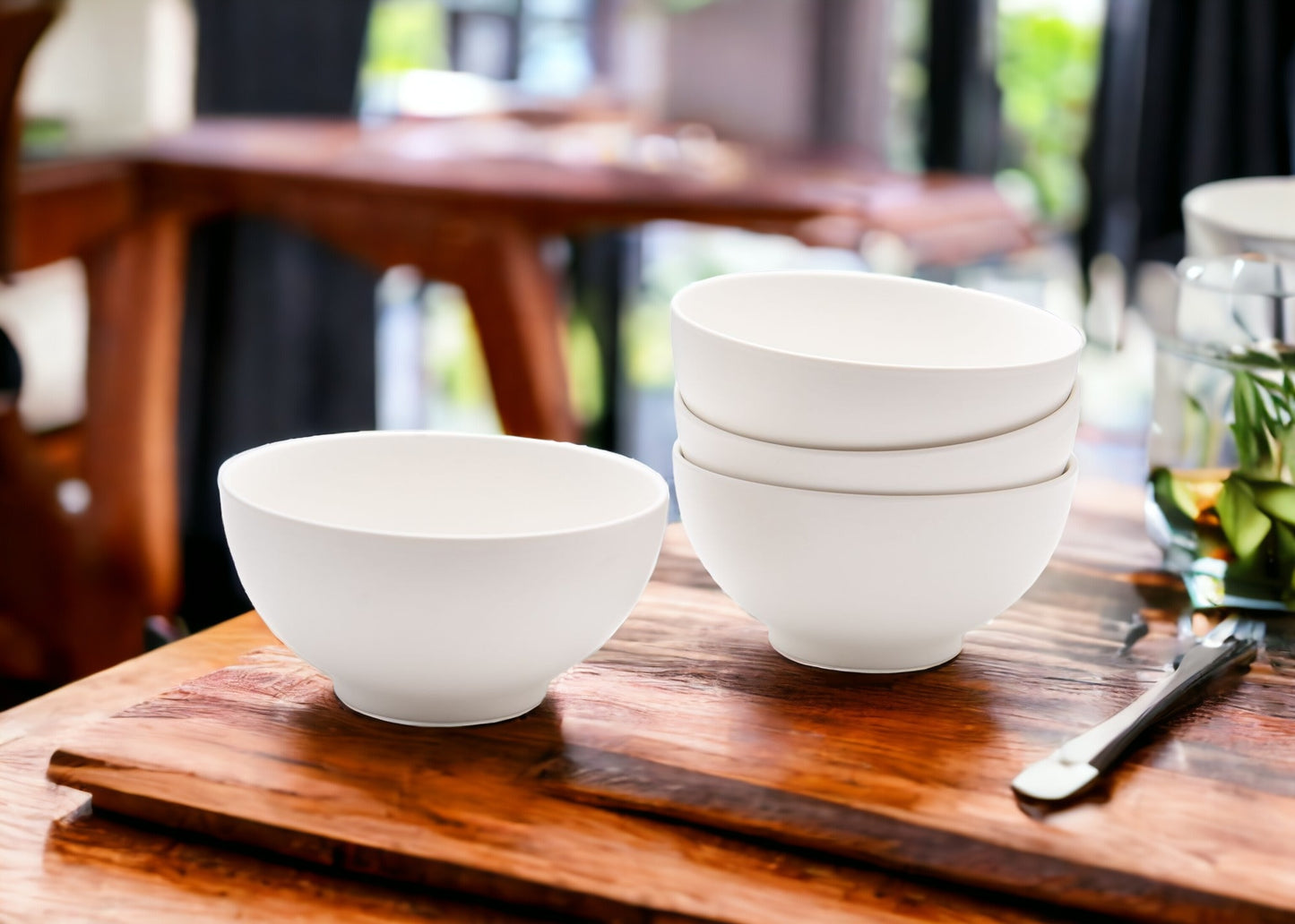 White 4-Piece Porcelain Set of 4 Bowl Set
