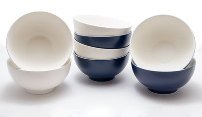 Blue and White 4-Piece Porcelain Set of 4 Bowl Set