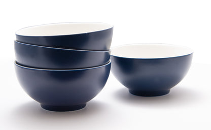 Blue and White 4-Piece Porcelain Set of 4 Bowl Set