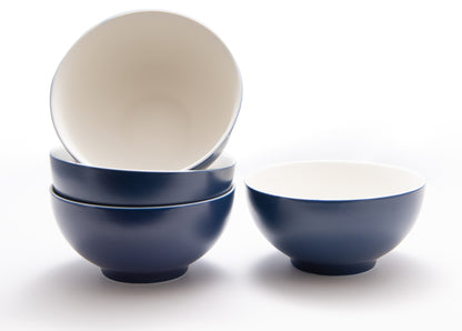 Blue and White 4-Piece Porcelain Set of 4 Bowl Set