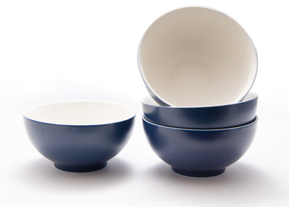 Blue and White 4-Piece Porcelain Set of 4 Bowl Set