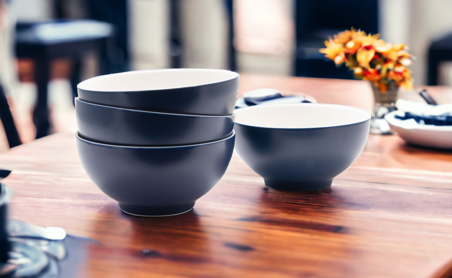 Blue and White 4-Piece Porcelain Set of 4 Bowl Set
