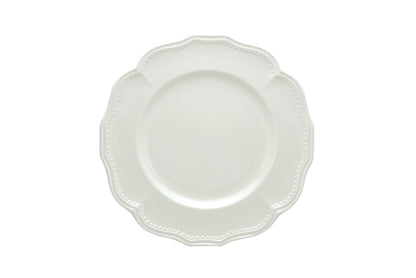 White 4-Piece Scallop Stoneware Set of 4 Dinner Plate Set