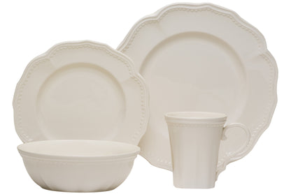 White 4-Piece Round Scallop Stoneware Set of 4 Salad Plate Set