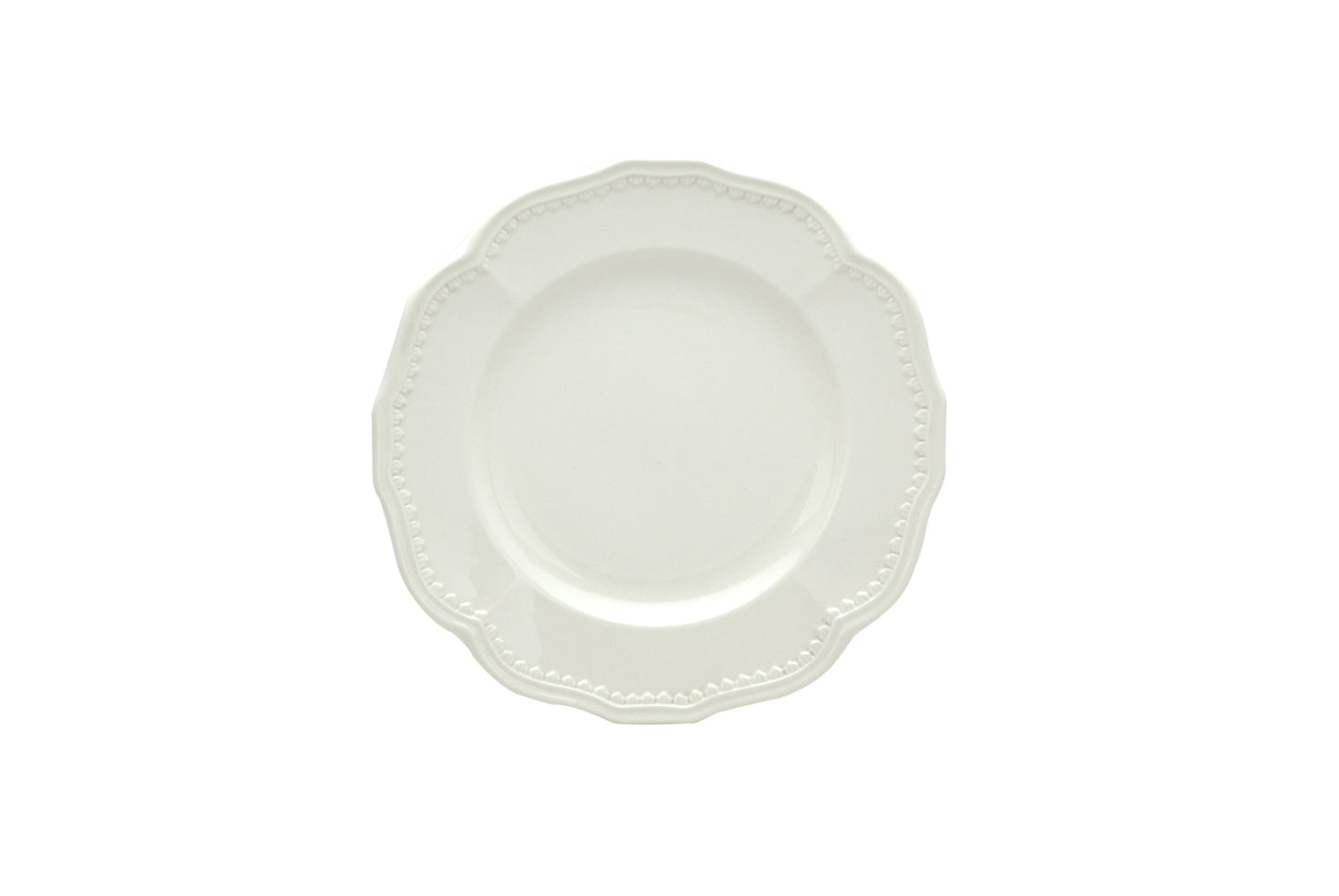 White 4-Piece Round Scallop Stoneware Set of 4 Salad Plate Set