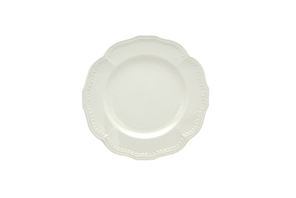 White 4-Piece Round Scallop Stoneware Set of 4 Salad Plate Set