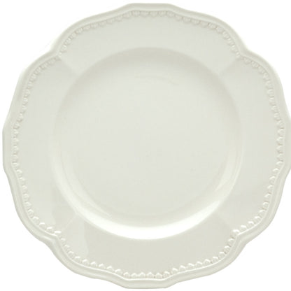 White 4-Piece Round Scallop Stoneware Set of 4 Salad Plate Set