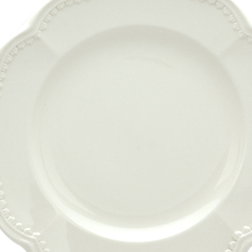 White 4-Piece Round Scallop Stoneware Set of 4 Salad Plate Set
