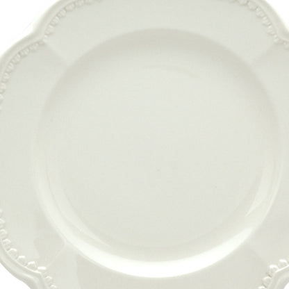 White 4-Piece Round Scallop Stoneware Set of 4 Salad Plate Set