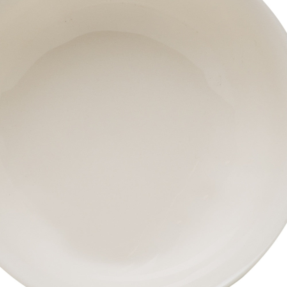 White 4-Piece Round Scallop Stoneware Set of 4 Bowl Set