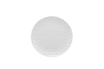 White Six Piece Round Pebbled Porcelain Set of 6 Salad Plate Set