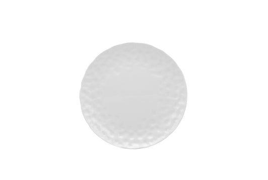 White Six Piece Round Pebbled Porcelain Set of 6 Salad Plate Set